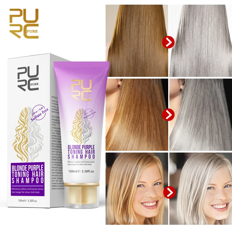 

PURC Blonde Purple Hair Shampoo Removes yellow and brassy tones for silver Ash look Purple Hair Shampoo Big Sale
