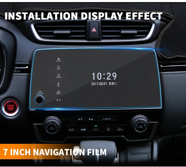 For Honda CRV CR-V Instrument panel navigation display tempered protective film control car GPS screen stickers i