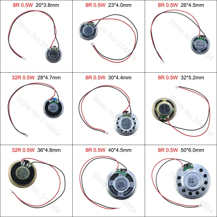 YuXi 8R 32R 0,5 Вт ультратонкий динамик 8 Ом 0,5 Вт MX 1,25 громкий динамик диаметр 20 мм 23 мм 26 мм 28 мм 30 мм 32 мм 36 мм 40 мм 50 мм