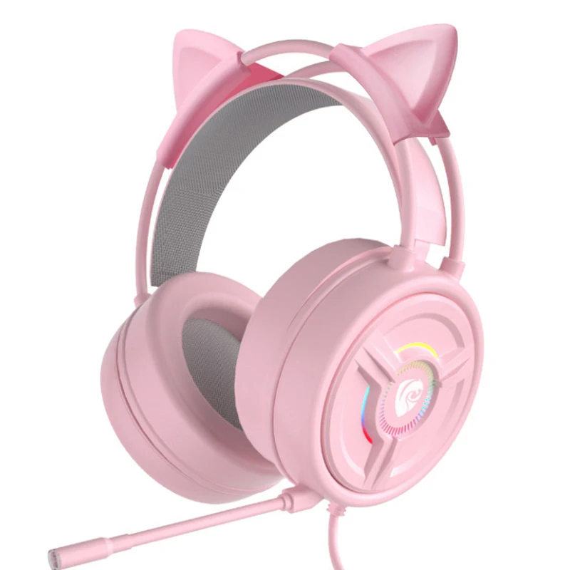 

Игровая гарнитура с кошачьими ушами, стерео, с RGB подсветкой, USB 3,5 мм, проводные наушники с HD микрофоном для ПК, ноутбука, компьютера, геймера