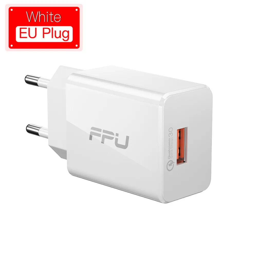 EU Plug -White 1 usb FPU 3 Port USB Charger 30W Quick Charge 3.0 2.0 Mobile Phone Charger for iPhone EU QC3.0 Fast Charger for Huawei Samsung S9+ S10 - Тип штекера: EU Plug -White 1 usb