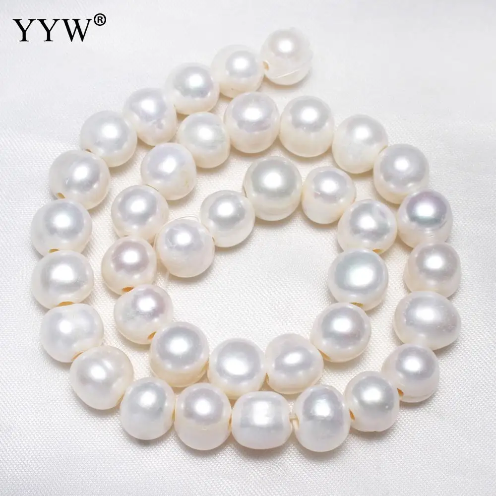 

Cultured Potato Freshwater Pearl Beads Natural For Diy Jewerly White Beads Size About 11-12mm Length Approx 15.3inch Per Strand