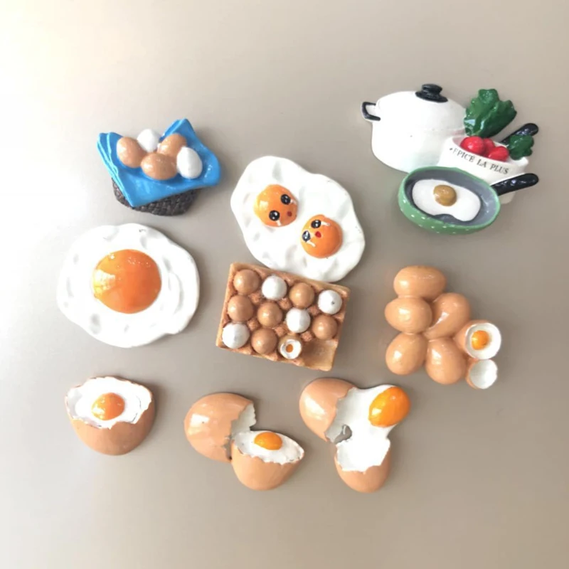 

Creative 3D three-dimensional resin refrigerator magnet simulation egg poached egg craft refrigerator magnet resin decoration