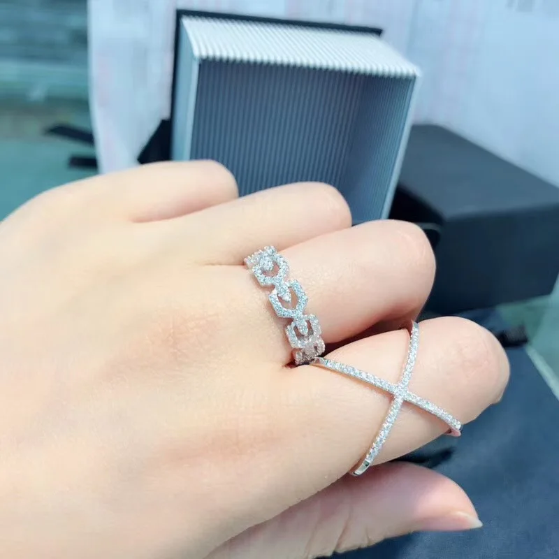 925 серебро геометрический дизайн кольца CZ популярные брендовые Роскошные модные