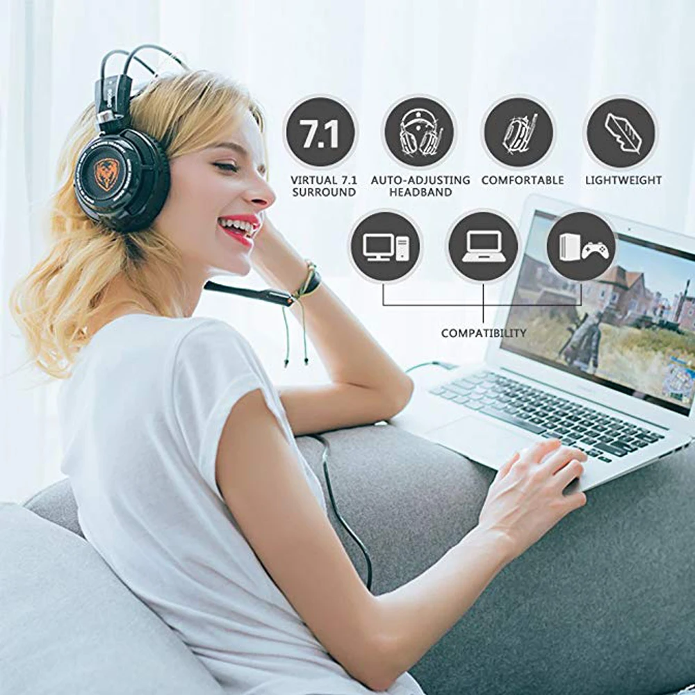 Somic G941 7,1 звук вибрации игровая гарнитура стерео Бас шумоподавление наушники с микрофоном светодиодный светильник USB разъем для ПК Игр