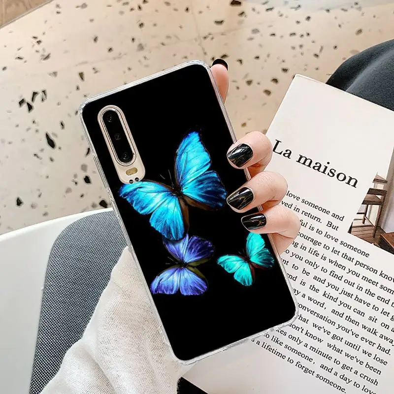 

Beautiful butterfly shiny Phone Case Transparent for Samsung A71 S9 10 20 HUAWEI p30 40 honor 10i 8x xiaomi note 8 Pro 10t 11