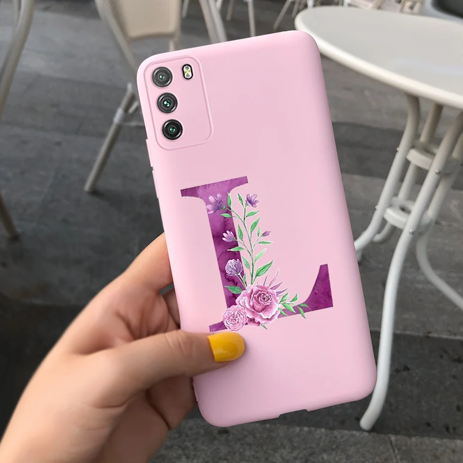 For Xiaomi Poco M3 Case Cute Letters Fundas Soft Silm Cover For Xiaomi Poco M3 Phone Cases Pocom3 Shockproof Coque 6.53'' Bumper xiaomi leather case cover