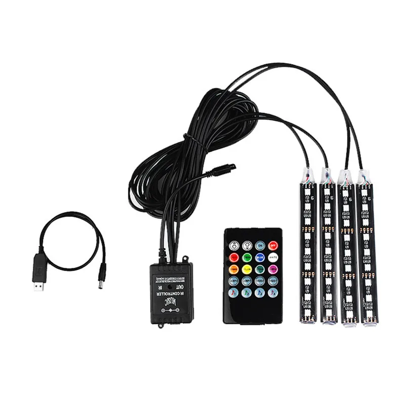 Один для четырех автомобилей RGB Светодиодные полосы света цвета декоративный