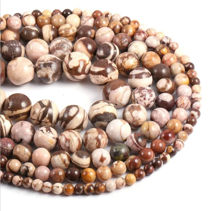 Фабричные натуральные Австралийский камень &quotЗебра&quot бисер Гладкий круглые