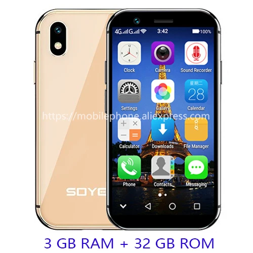 SOYES, новинка, XS Mini, 4G, смартфон, разблокированный, Android, смартфон, мобильный телефон, две sim-карты, Wifi, для лица, ID, Google Play, магазин, бесплатный Чехол, подарок - Цвет: XS-golden-3-32