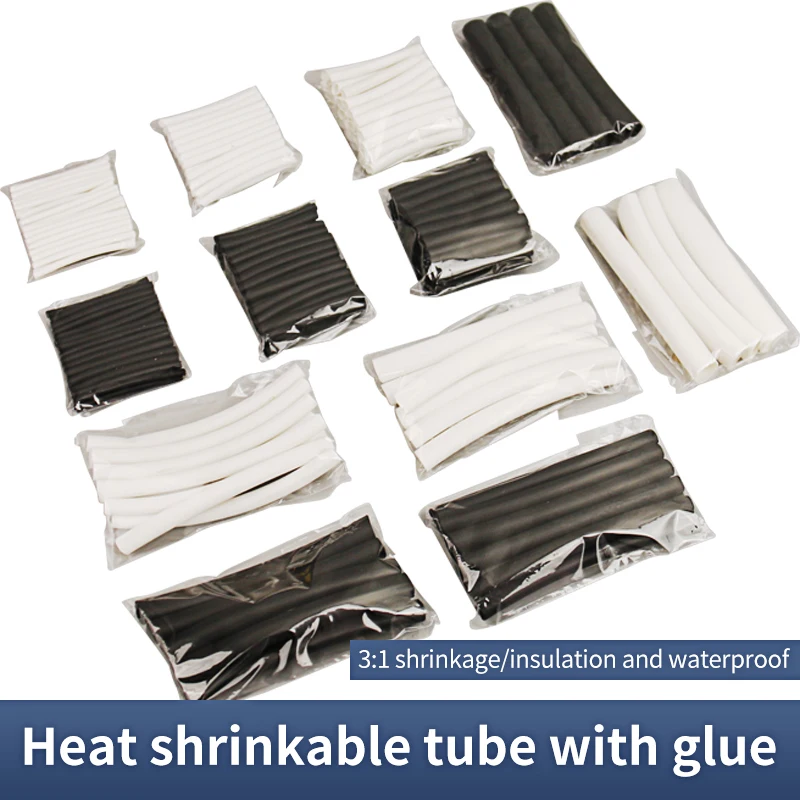 Термоусадочные трубки TOOSN 270 шт. 3:1 белые черные с клеем двойная настенная трубка