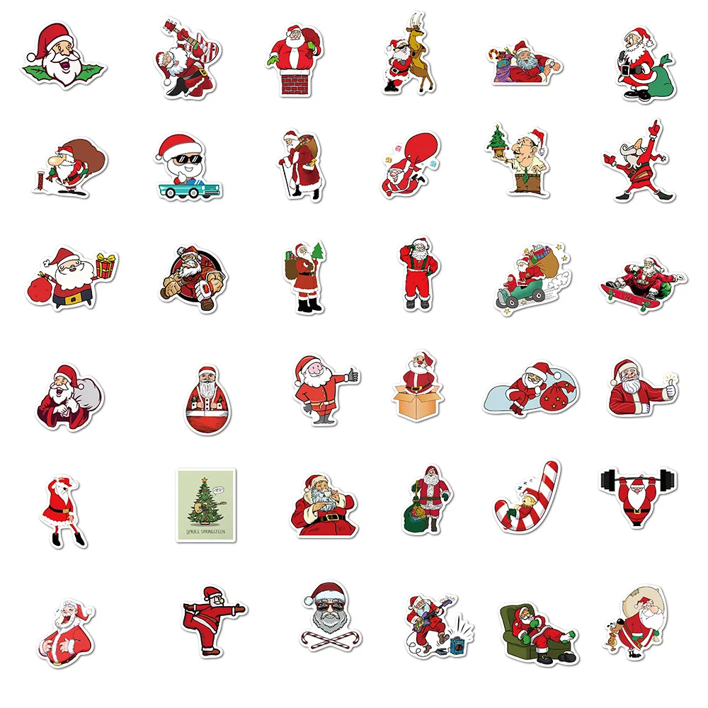 

10/30/50pcs Stickers Christmas Deer Santa Claus Snowman Children Gift Sticker DIY for Skateboard Suitcase Luggage Decal Stickers