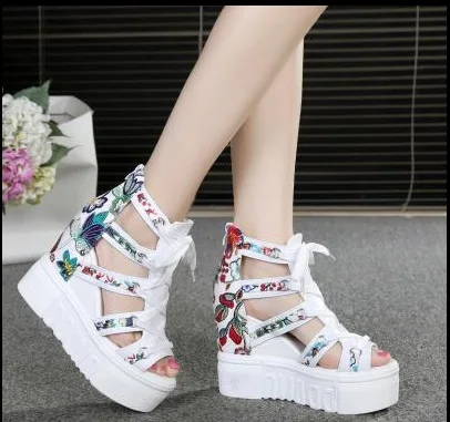 2019 shoes woman sandals summer new fashion platform wedges zip thick bottom casual women high heels sandalias | Обувь