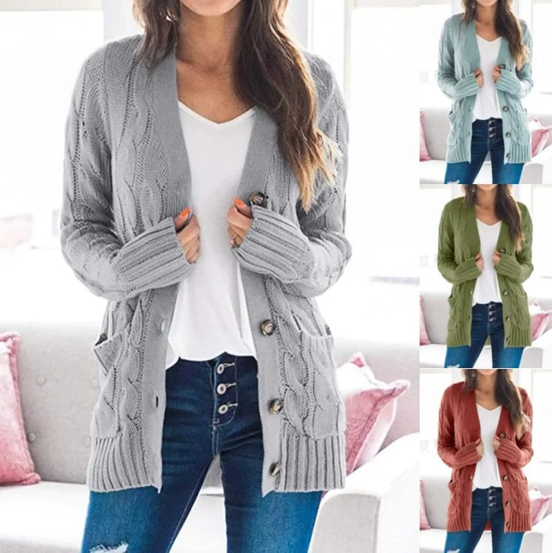 

Кардиган женский вязаный с длинным рукавом, Осень-зима 2021