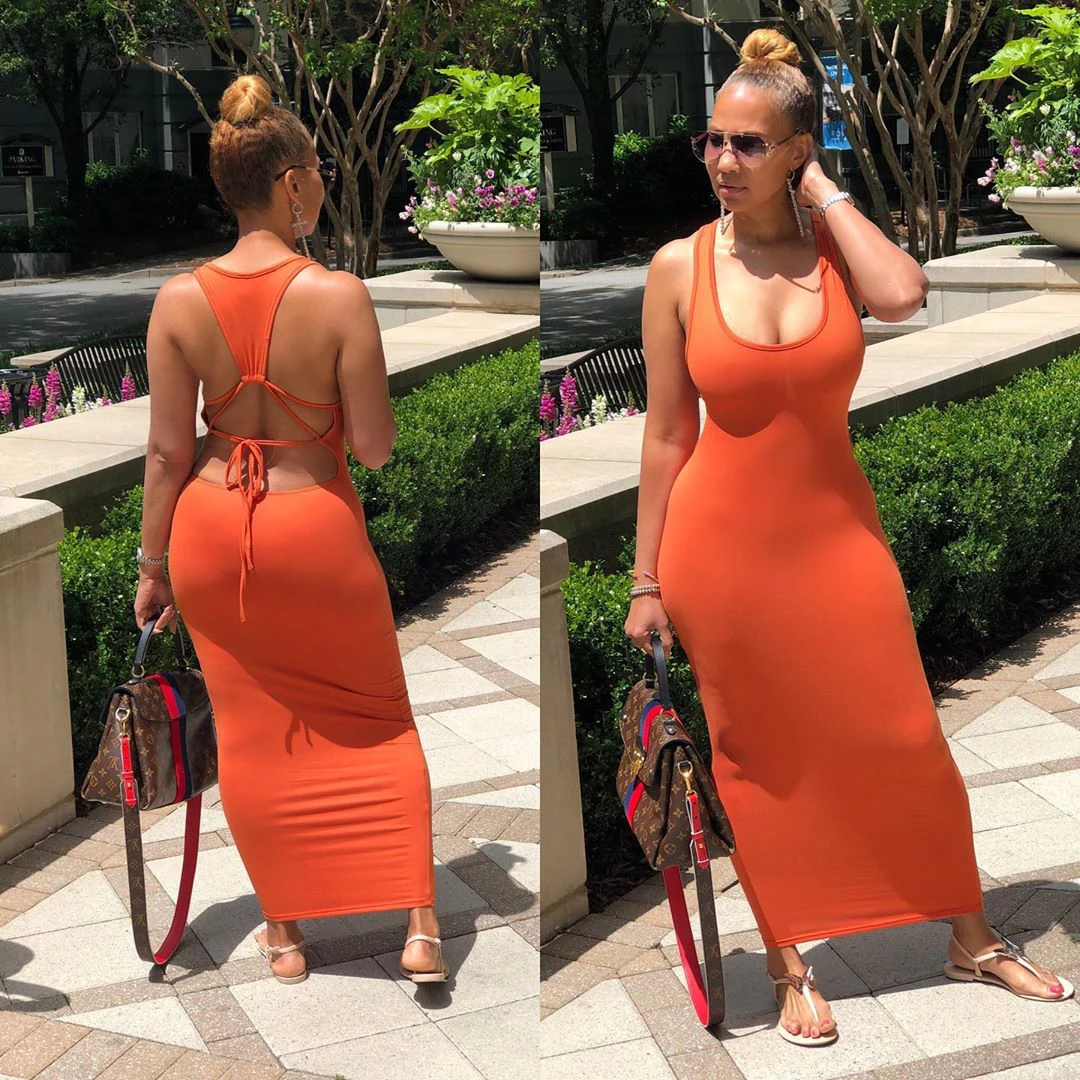 Платье чокер сексуальное однотонное платье на шнуровке с открытой спиной