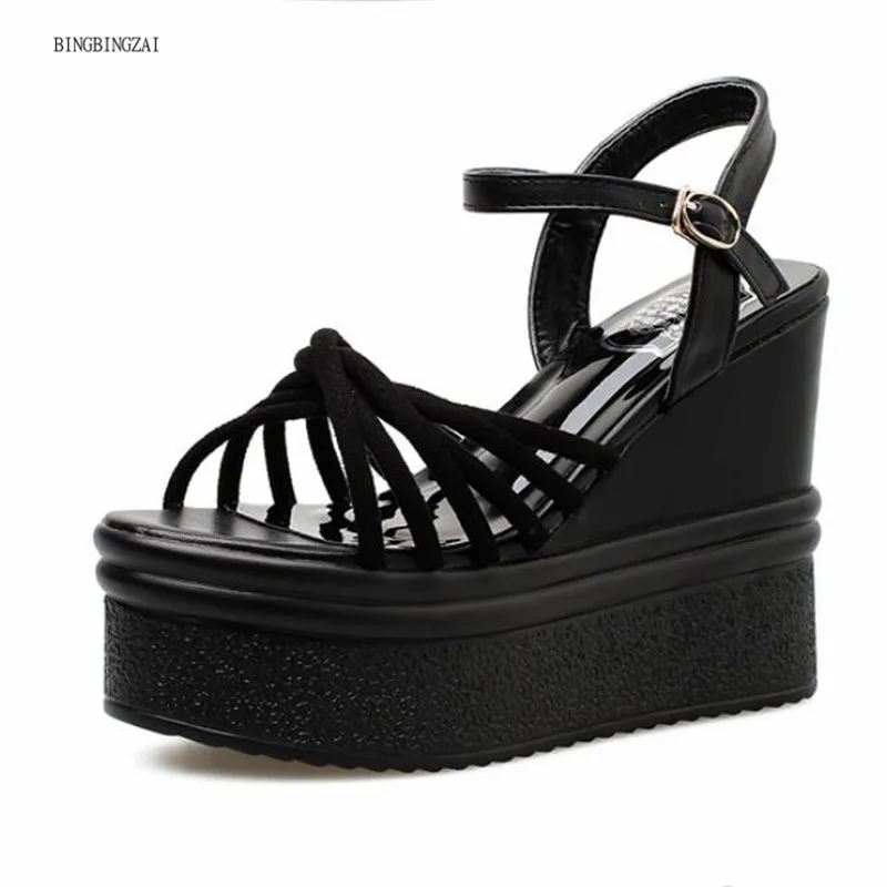 

2022 new thick-soled net red women's shoes high-quality women's sandals 12CM wedge with nightclub stage performance 3-7 8