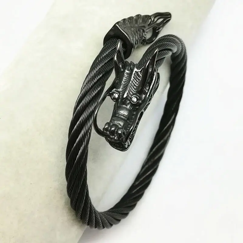 Мужской браслет в стиле панк с открытым покрытием из стальной проволоки унисекс