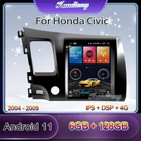 kaudiony 10 4 tesla style android 11 auto radio for honda civic car dvd multimedia player auto gps navigation 4g dsp 2004 2009