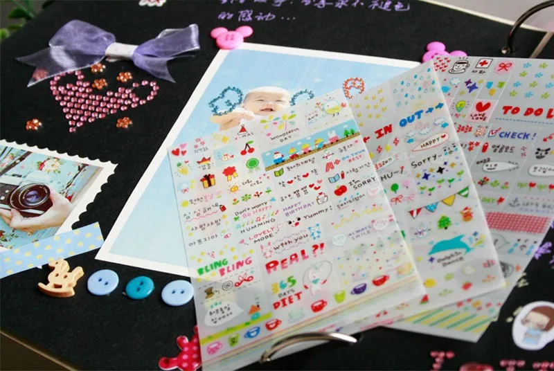 6 шт./лот Kawaii прозрачные ПВХ наклейки для DIY альбома дневника украшения мультфильм
