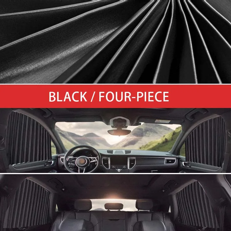4pcs Black Солнцезащитный козырек для окна автомобиля, защита от УФ-лучей, автомобильная занавеска бокового окна, летний солнцезащитный козырек, защита для окна автомобиля, аксессуары для автомобиля - Цвет: 4pcs Black