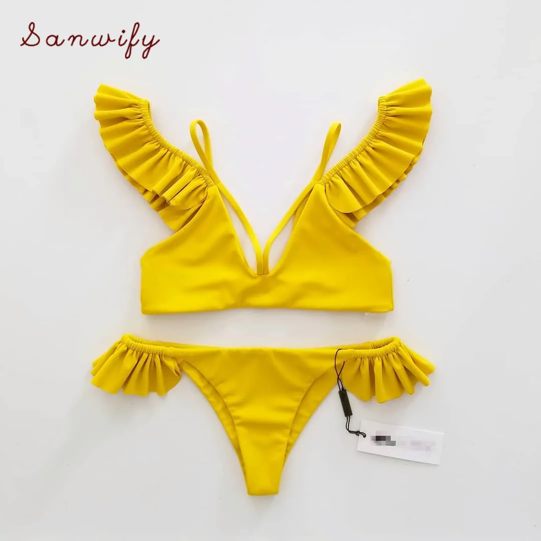 

2020 Sexy Swimwear Fashionable Bikinibikini Sexy Flounder Solid Color Women's Bikini Swimsuit