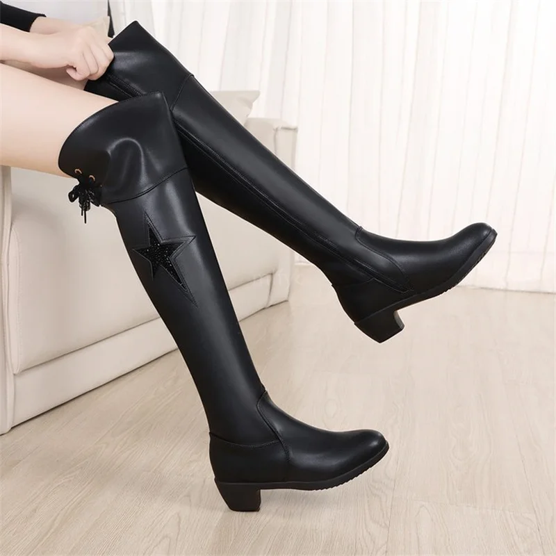 

Long-tube over-the-knee boots women 2021 new thick-heeled boots are thin elastic high boots autumn winter women's boots shoes