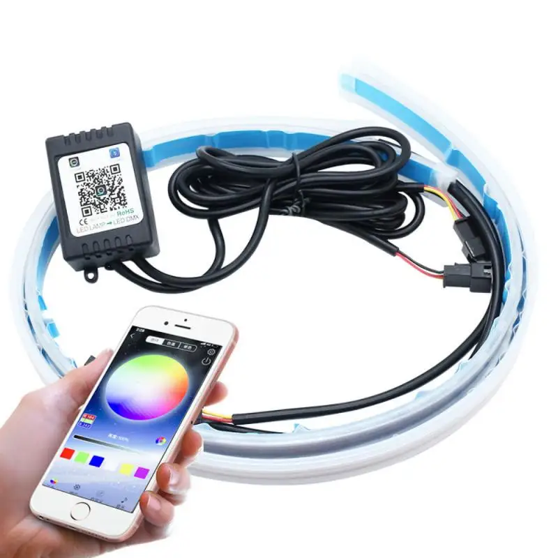 

Дневные ходовые огни RGB для автомобиля, водонепроницаемые многоцветные светодиодные ленты для дневных ходовых огней, поворотники для перед...