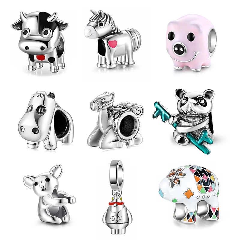 

Шармы в виде коров из серебра 925 пробы для изготовления ювелирных изделий, браслеты из настоящего серебра 925 пробы, аксессуары «сделай сам» и...