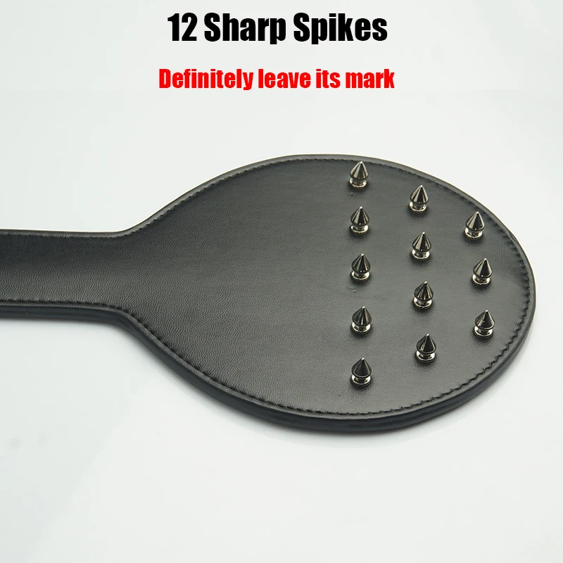 Круглая бондаж ролевая игра двухсторонняя Толстая кожаная лопатка с шипами БДСМ