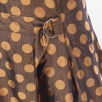 VOA Silk 23mm Yarn-Dyed Jacquard Orange Dot Printing and Dyeing Even Tie-Waist Metal Buckle at the Knee-Length Skirt C429