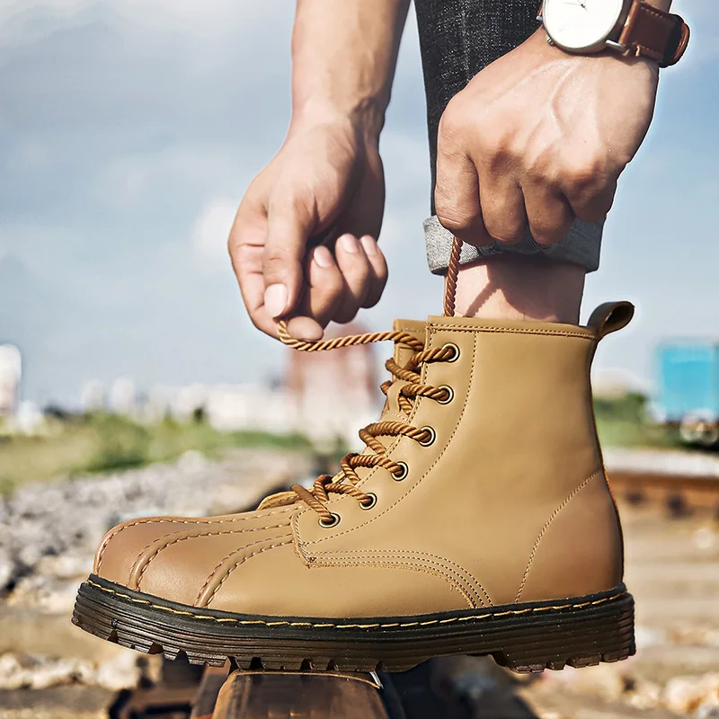 Мужские зимние ботинки водонепроницаемые короткие модные ботильоны для