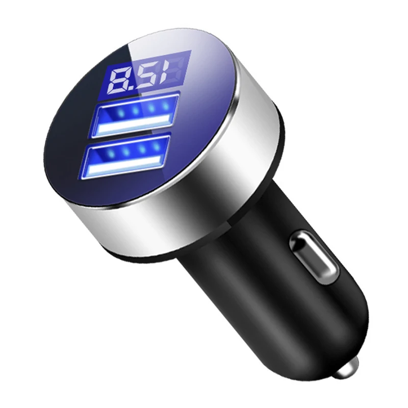 Зарядное устройство для автомобиля с двумя портами USB со светодиодным дисплеем