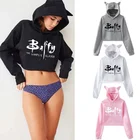 Женский Повседневный укороченный пуловер с капюшоном и длинным рукавом