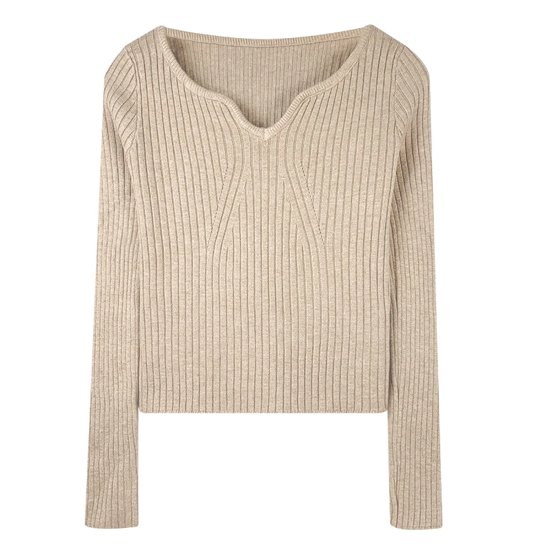 

2020 Winter Knitted Women Sweater And Pullovers V-Neck Long-Sleeved Elastic Slim All Match Female Pulls Outwear Tops