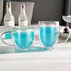 Термостойкая стеклянная чашка с двойными стенками, 250350450 мл, пивные кофейные чашки, кружка ручной работы для здоровых напитков, чайные кружки, прозрачная посуда