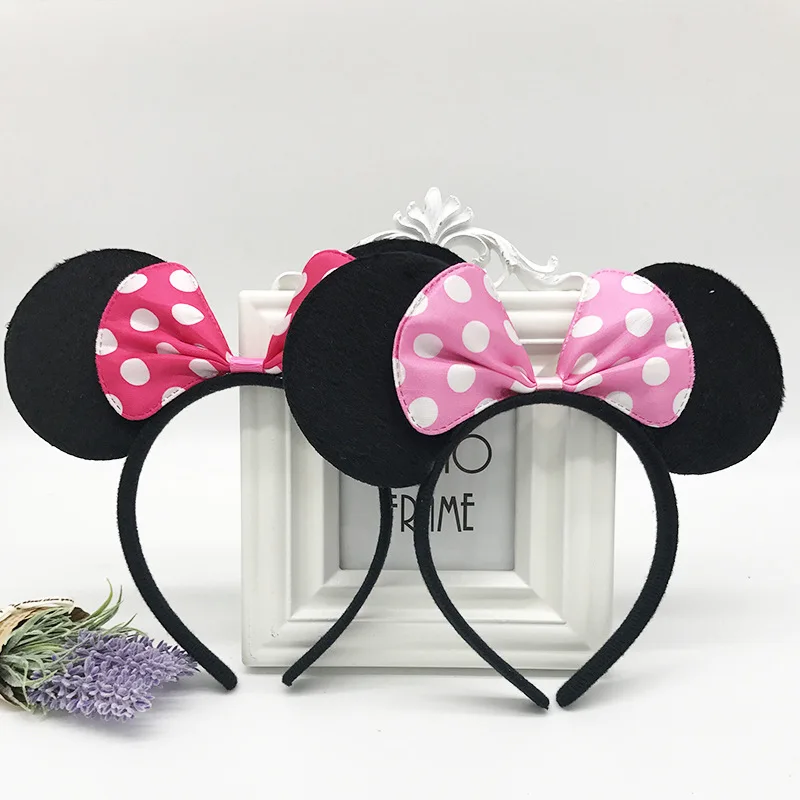 Симпатичные Минни Микки Маус девушки Блестящий Повязка Красный Розовый Уха