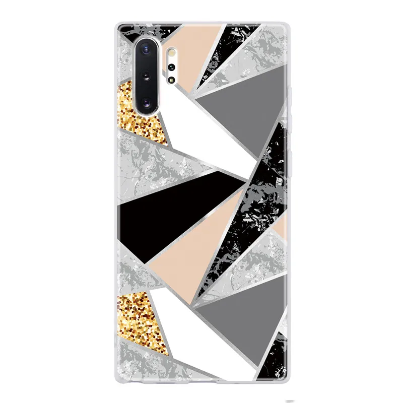 Покрытие с геометрическим рисунком Мрамор чехол для samsung Galaxy Note 10 плюс S8 S9 S10 S10E J4 J6 A6 A7 A8 A5 J3 J5 J7 Мягкий ТПУ чехол с мультипликационным рисунком - Цвет: Gold-pink