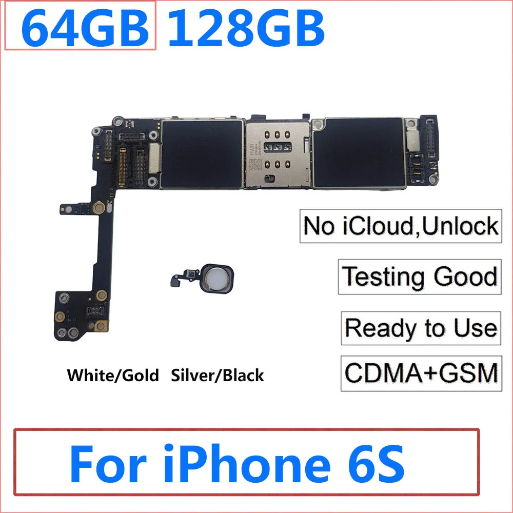 Для iPhone 6S 4,7 ''материнская плата 64G 128GB черный белый золотой розовый чистый iCloud/разблокировка логическая плата Touch ID оригинальная логическая плата
