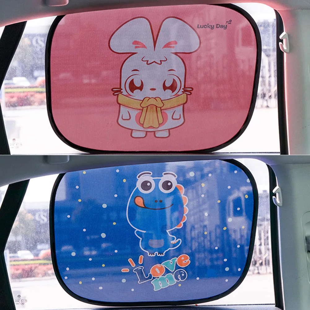 

1Pair Car Window Cartoon Sunshade Universal Animal Static Privacy Car Curtain Anti-UV Block Heat Car Window Baby Sun Shades
