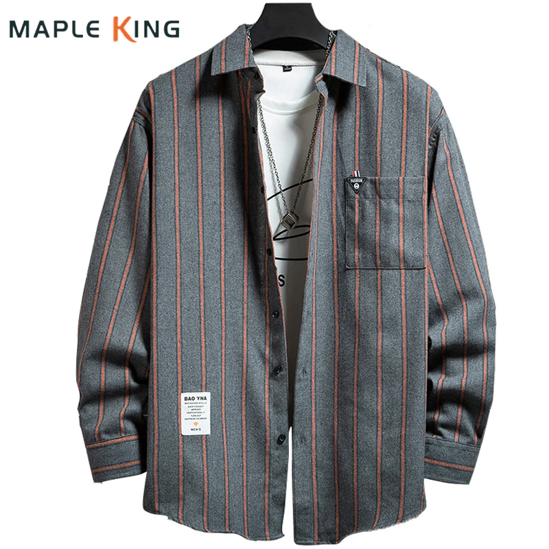 

Рубашка мужская в полоску, модная винтажная Удобная Рабочая сорочка с длинным рукавом, в повседневном и деловом стиле