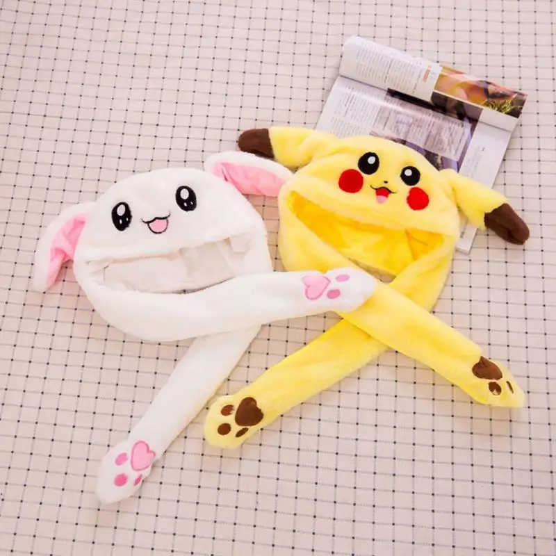 Funny Hat Baby Kids Lighting Hat Cute Rabbit Ears Plush Ears Can Move Cap Children Shine Winter Warm Party Hat
