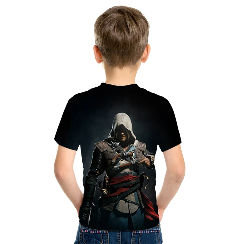 Assassin's Creed/детская одежда для активного отдыха с 3d принтом, приталенная рубашка для мальчиков и девочек, Детская футболка с короткими рукавами, 3D