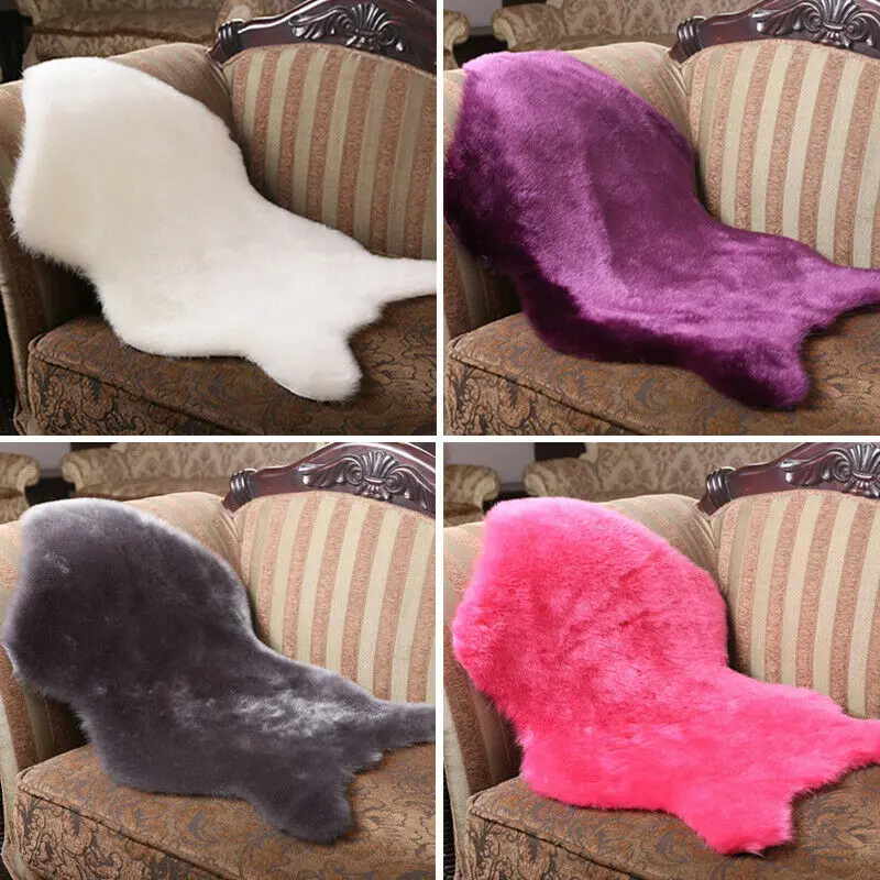 Faux Fur Sheepskin Style Rug (60 x90 /40x60 cm) Comfortable Soft Useable Wool Blanket For Bedroom Sofa Floor Throw | Дом и сад