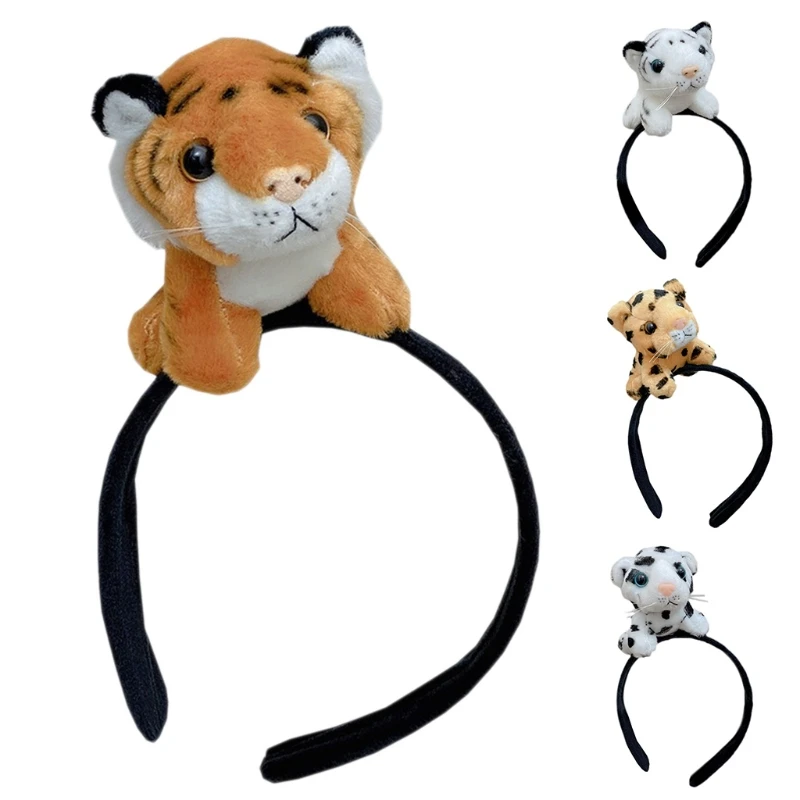 

3D Stuffed Cartoon Animal Headbands Soft Faux Plush Animal Pattern Hairband Cute Hair Accessories Cosplay Party Costume