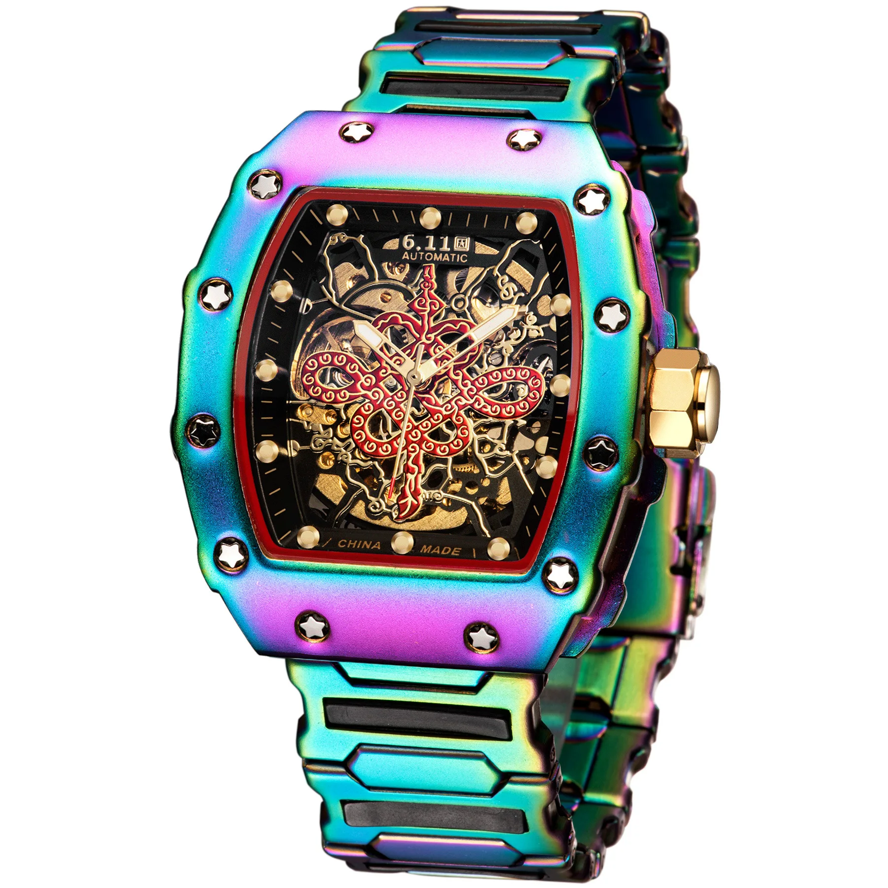 

6.11 Dazzling color luxury automatic mechanical Richarder watch for men waterproof men's watch relogio masculino Ричард миллер