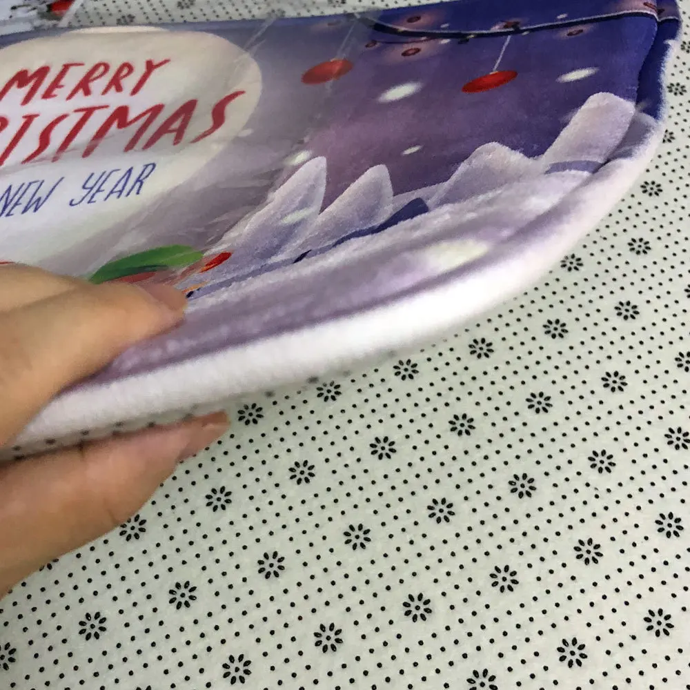 Рождественский коврик Zeegle напольный с принтом фланелевый для стола и стула