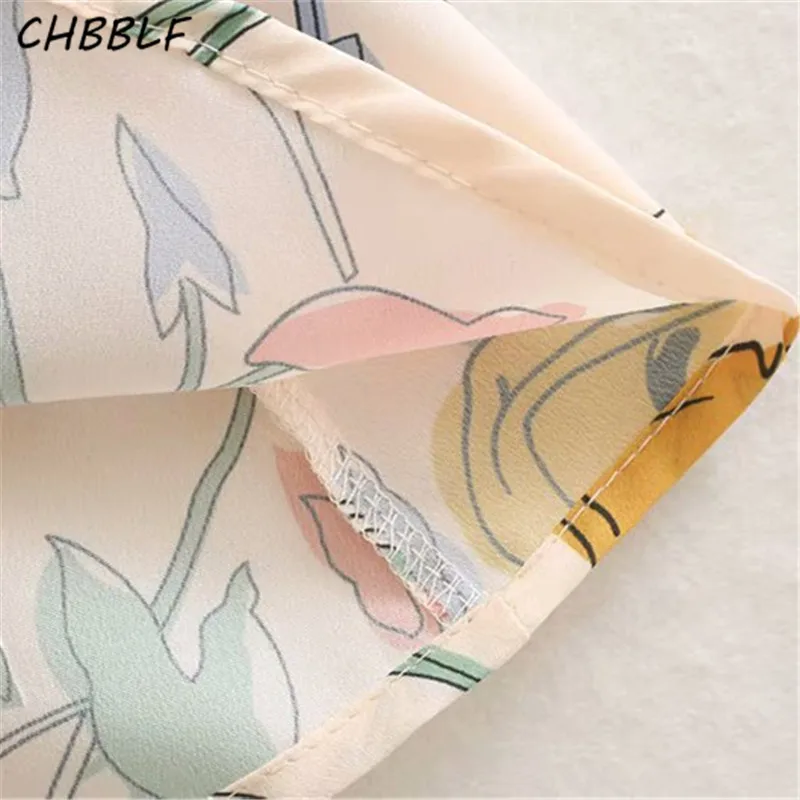 CHBBLF женское стильное платье рубашка с цветочным принтом длинными рукавами и