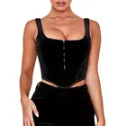 Женский модный сексуальный укороченный топ без рукавов с бретельками, Женский однотонный топ с открытой спиной, Клубная одежда, стильный бандажный жилет