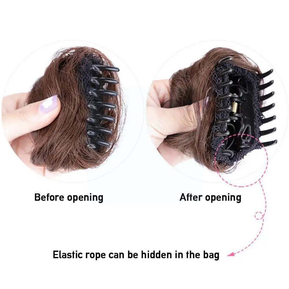 

Messy Chignon Donut Hair Bun Clip Scrunchie Elastic Hair Claw Crab For Women Fake Hair Synthetic Hairpiece Black Brown Colo K7j5