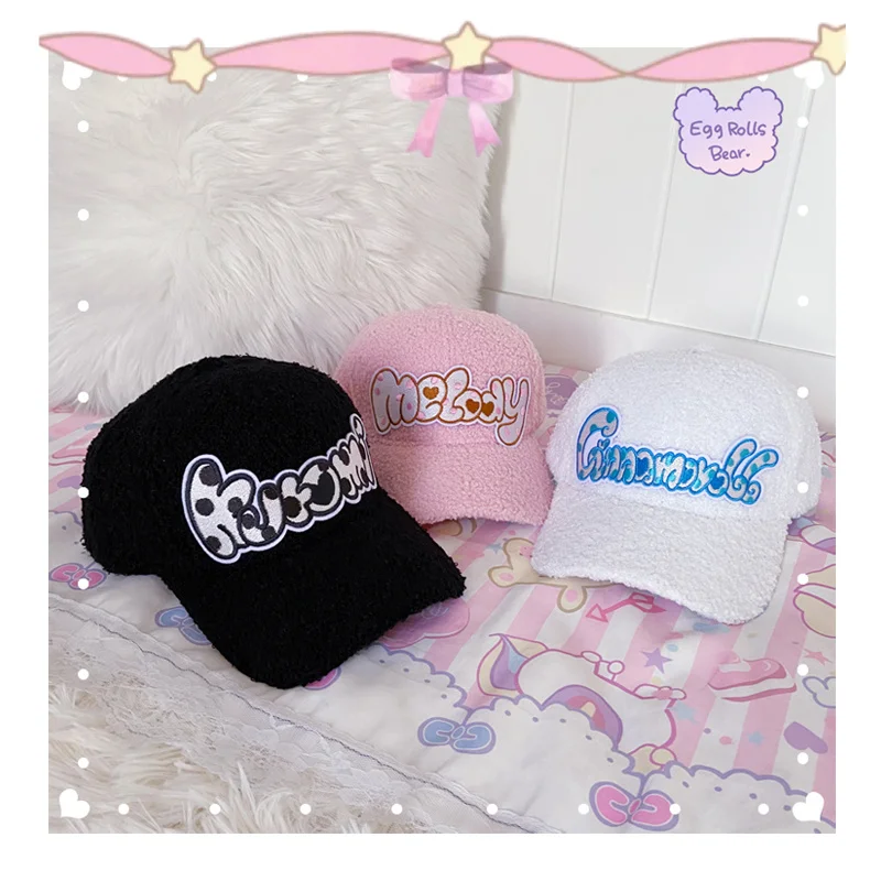 

Милая мультяшная плюшевая бейсболка аниме My Melody Cinnamoroll Kuromi милая плюшевая мягкая модная Милая женская сохраняющая тепло остроконечная Кепк...